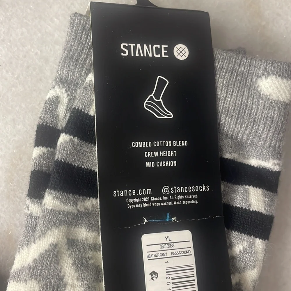 Stance Kids Wade Collection Crew Socks Gray White New Size Youth Large 3-5.5